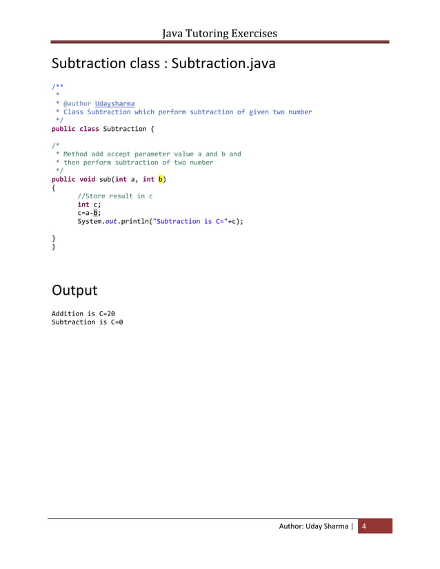 Exercises of java tutoring -version1 | PDF