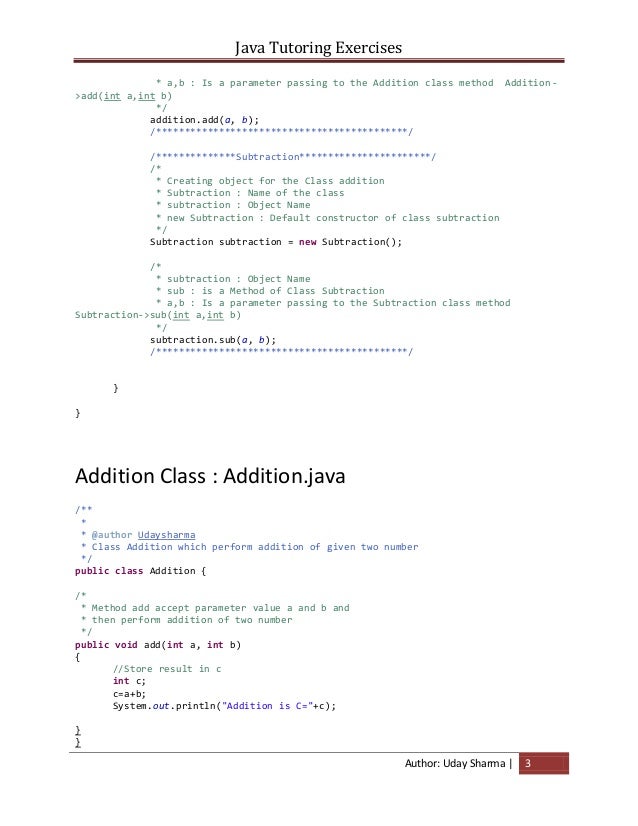 Exercises of java tutoring version1