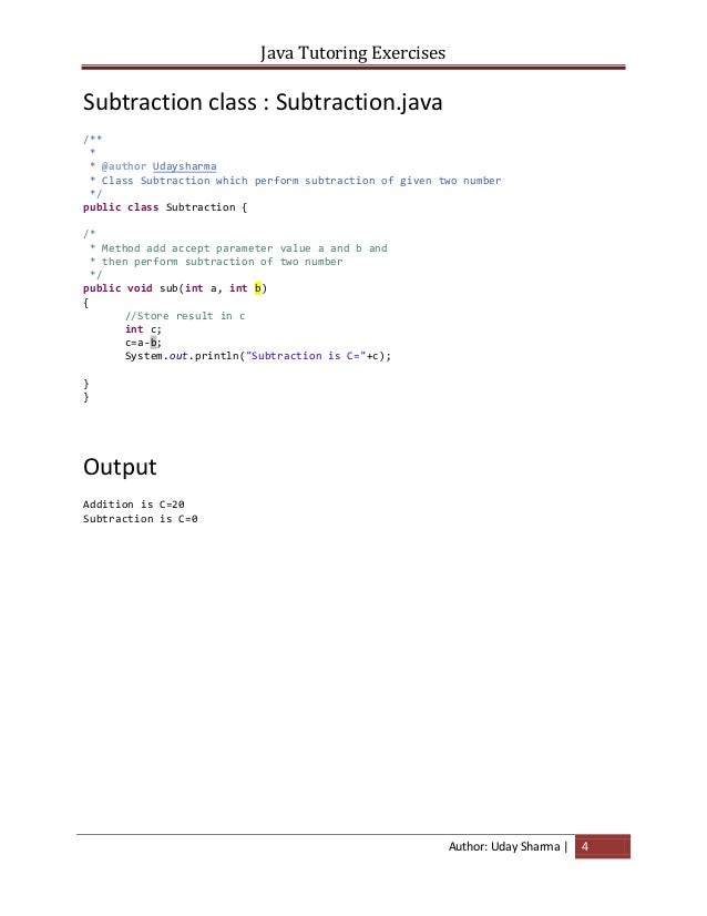 Exercises of java tutoring version1