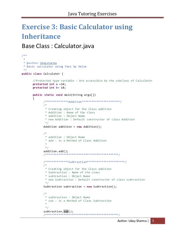 Exercises of java tutoring version1