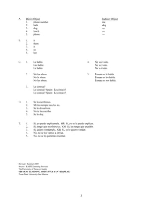 Exercises on direct and indirect object pronouns | PDF