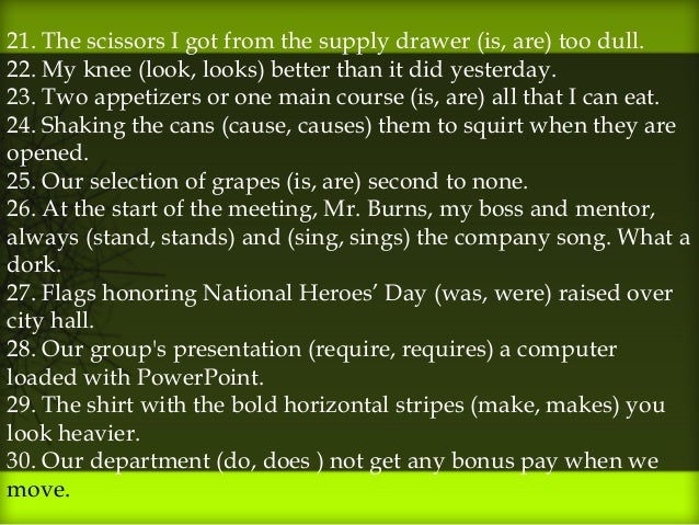 Exercises on Subject-Verb Agreement