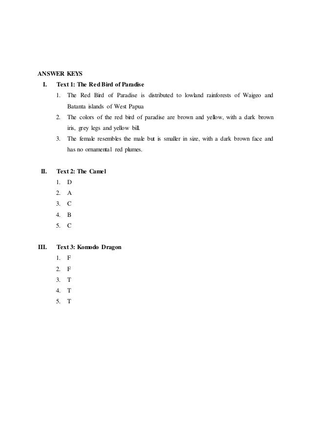 Exercises Reading Report Text