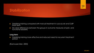 Exercise Therapy in the Management of Low Back Pain | PPTX