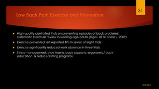 Exercise Therapy in the Management of Low Back Pain | PPTX