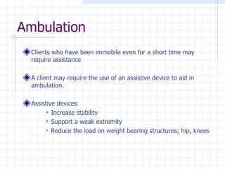 Exercise, Transfers & Ambulation | PPT