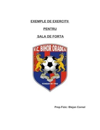 EXEMPLE DE EXERCITII

      PENTRU

   SALA DE FORTA




            Prep.Fizic: Blejan Cornel
 