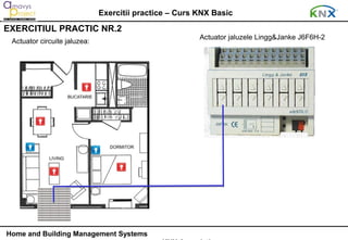 Exercitii practice – Curs KNX Basic
EXERCITIUL PRACTIC NR.2
                                                        Actuator jaluzele Lingg&Janke J6F6H-2
 Actuator circuite jaluzea:




Home and Building Management Systems
 