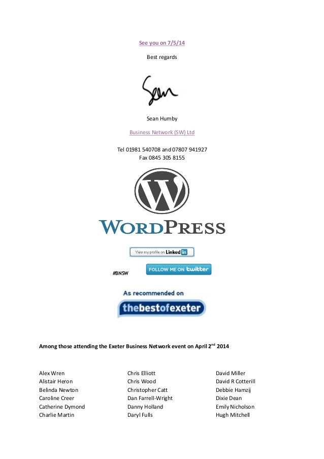 Exeter business network april event report