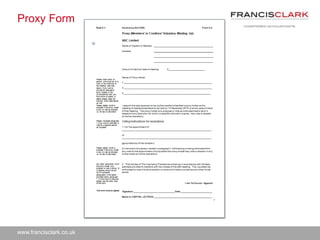 www.francisclark.co.uk
Proxy Form
 