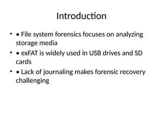 Comprehensive exFAT File System Forensics: Parsing, Timeline, and ...