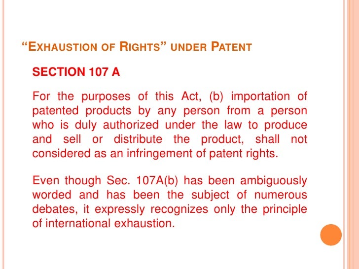 Exhaustion Of Intellectual Property Rights Example Exhaustion Of Intellectual Property Rights Example