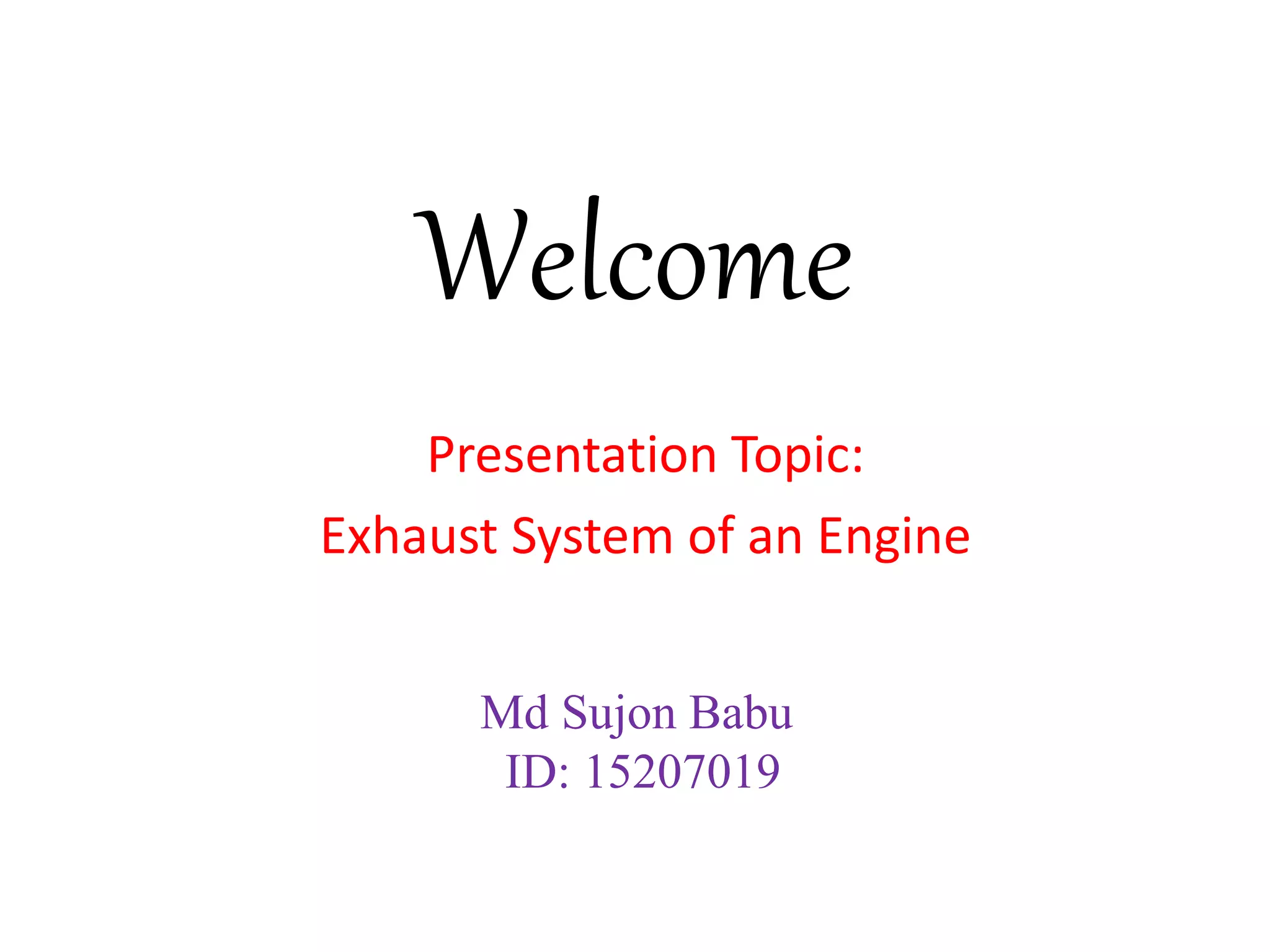Exhaust system of an engine PPT