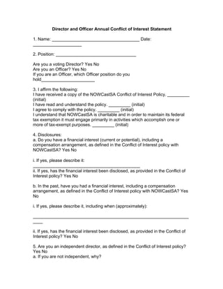 Conflict of Interest Policy and Statement | PDF