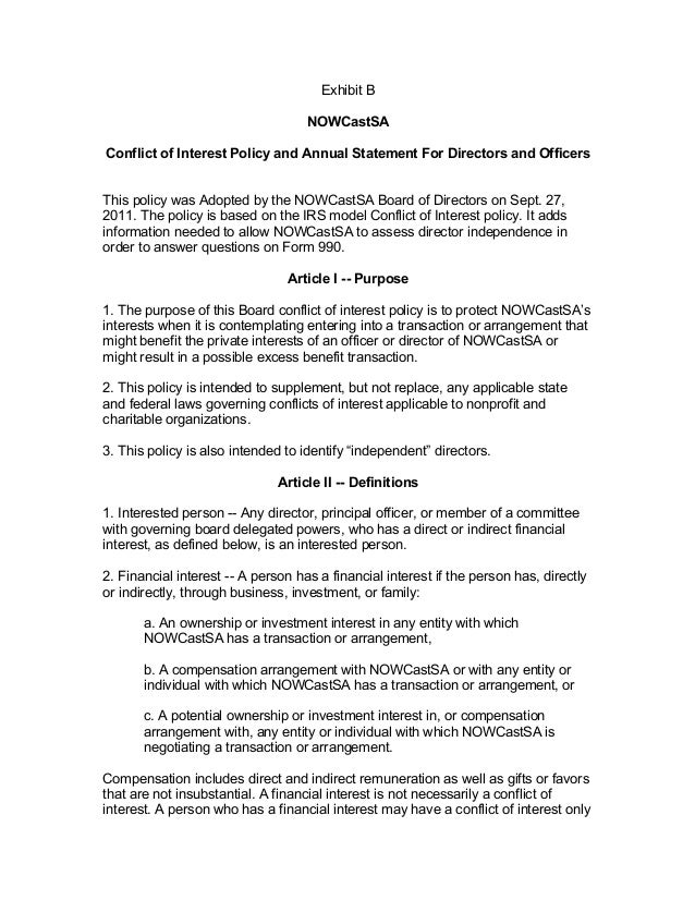 Conflict of Interest Policy and Statement