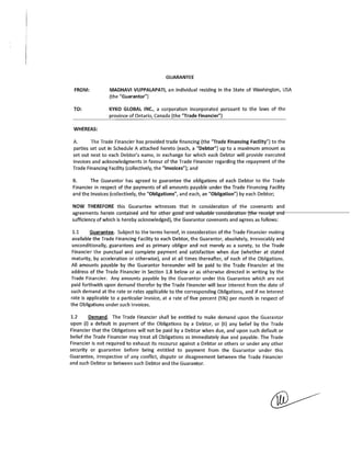 Guarantee Madhavi Vuppalapati to Kyko Regarding Debtors Microsoft and Huawei on 2 Dec 2011