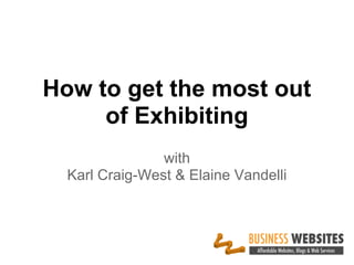 How to get the most out
of Exhibiting
with
Karl Craig-West & Elaine Vandelli
 