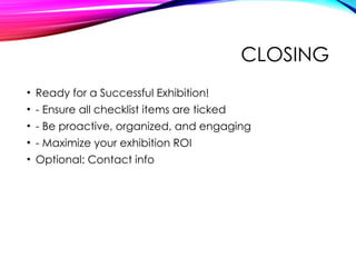 Checklist Before Proceeding for Exhibition for Your Product | PPTX