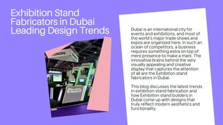 Exhibition Stand Fabricators in Dubai Leading Design Trends | PDF