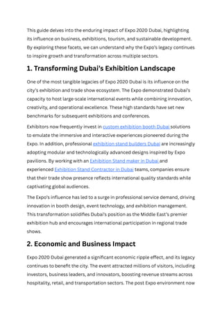 A Complete Guide to Expo 2020 Dubai Legacy and Its Influence Today | DOCX
