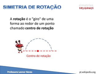 pt.wikipedia.org
A rotação é o "giro" de uma
forma ao redor de um ponto
chamado centro de rotação
Centro de rotação
 