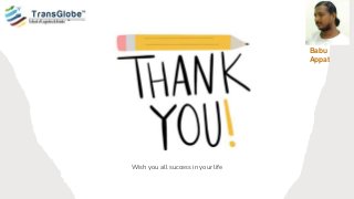 Wish you all success in your life
Babu
Appat
 