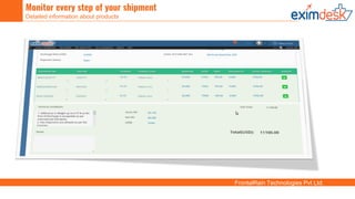 FrontalRain Technologies Pvt Ltd.
Monitor every step of your shipment
Detailed information about products
 