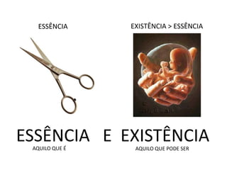 ESSÊNCIA

EXISTÊNCIA > ESSÊNCIA

ESSÊNCIA E EXISTÊNCIA
AQUILO QUE É

AQUILO QUE PODE SER

 