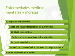 Enfermedades médicas,
mentales y morales
 
