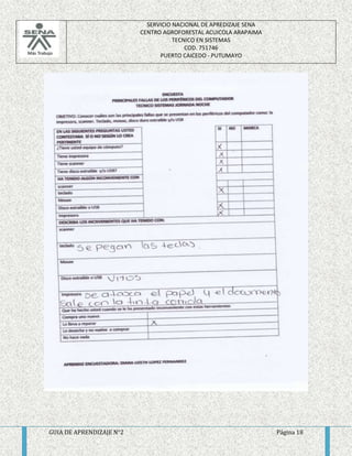 SERVICIO NACIONAL DE APREDIZAJE SENA 
CENTRO AGROFORESTAL ACUICOLA ARAPAIMA 
TECNICO EN SISTEMAS 
COD. 751746 
PUERTO CAICEDO - PUTUMAYO 
GUIA DE APRENDIZAJE N°2 Página 18 
 