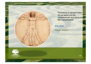 Focussing on groups today
  So we leave out the
  ‘intrapersonal’ and focus on
  the ‘interpersonal’


EN-SOI
Hegel: Ansich




                          20
 