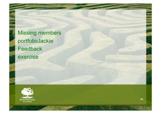 Missing members
portfolioJackie
Feedback
exercise




                  61
 