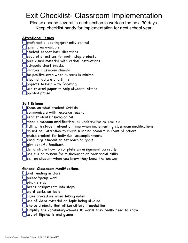 Exit Checklist