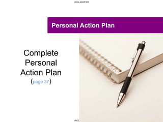 UNCLASSIFIED
UNCLASSIFIED
Complete
Personal
Action Plan
(page 37)
Personal Action Plan
 