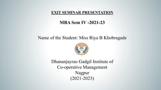 MBA Seminar Presentation on Core Course Learnings | PPT