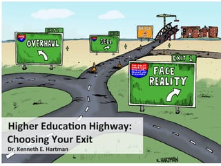  Higher	
  Educa-on	
  Highway:	
  
	
  	
  Choosing	
  Your	
  Exit	
  
	
  	
  	
  	
  Dr.	
  Kenneth	
  E.	
  Hartman	
  
 