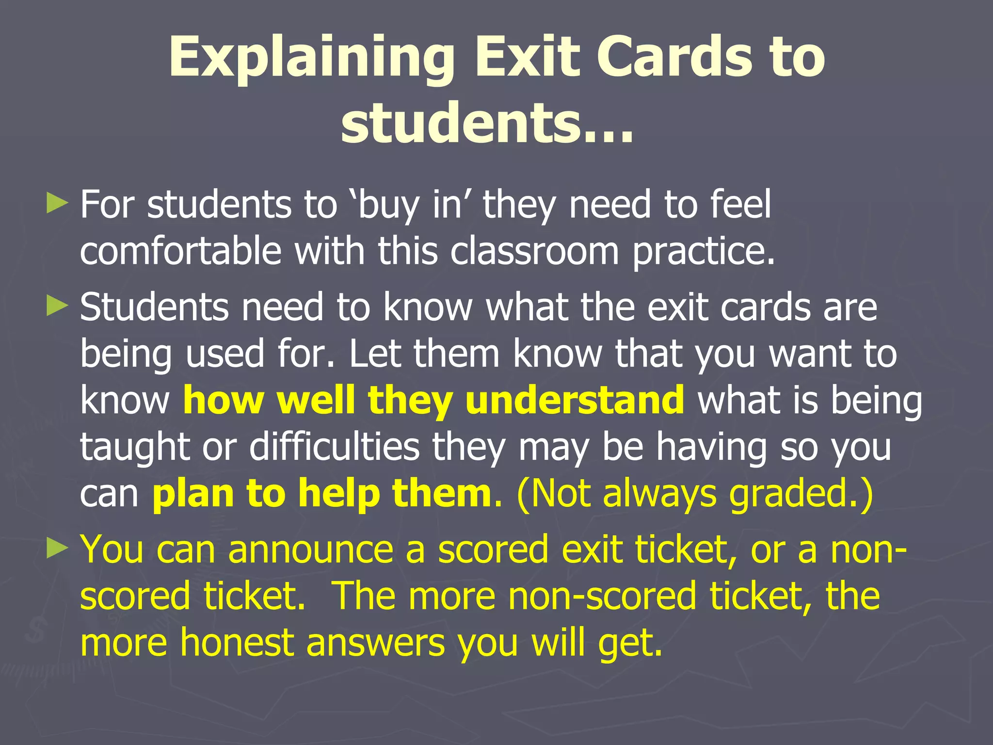 Exit tickets, a tool for accountable learning | PPT