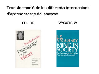 Transformació de les diferents interaccions
d’aprenentatge del context

       FREIRE             VYGOTSKY
 