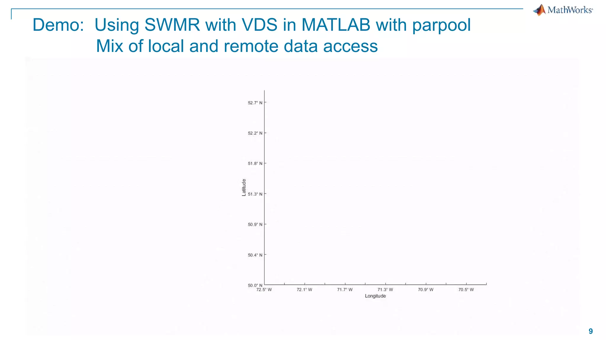 9
Demo: Using SWMR with VDS in MATLAB with parpool
Mix of local and remote data access
 
