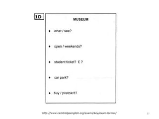37http://www.cambridgeenglish.org/exams/key/exam-format/
1D
 