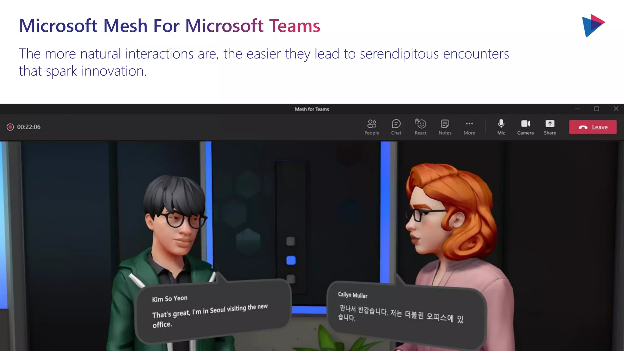 The more natural interactions are, the easier they lead to serendipitous encounters
that spark innovation.
 