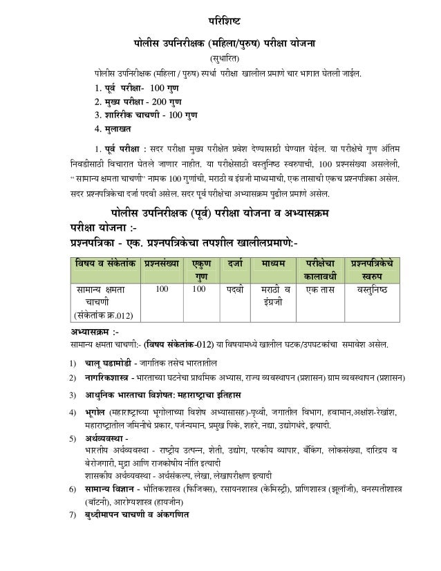 PSI Exam Syllabus MPSC