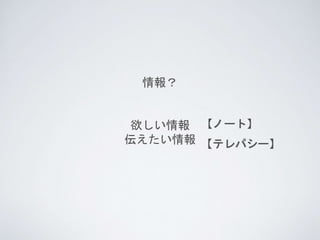 情報？
欲しい情報
伝えたい情報
【ノート】
【テレパシー】
 