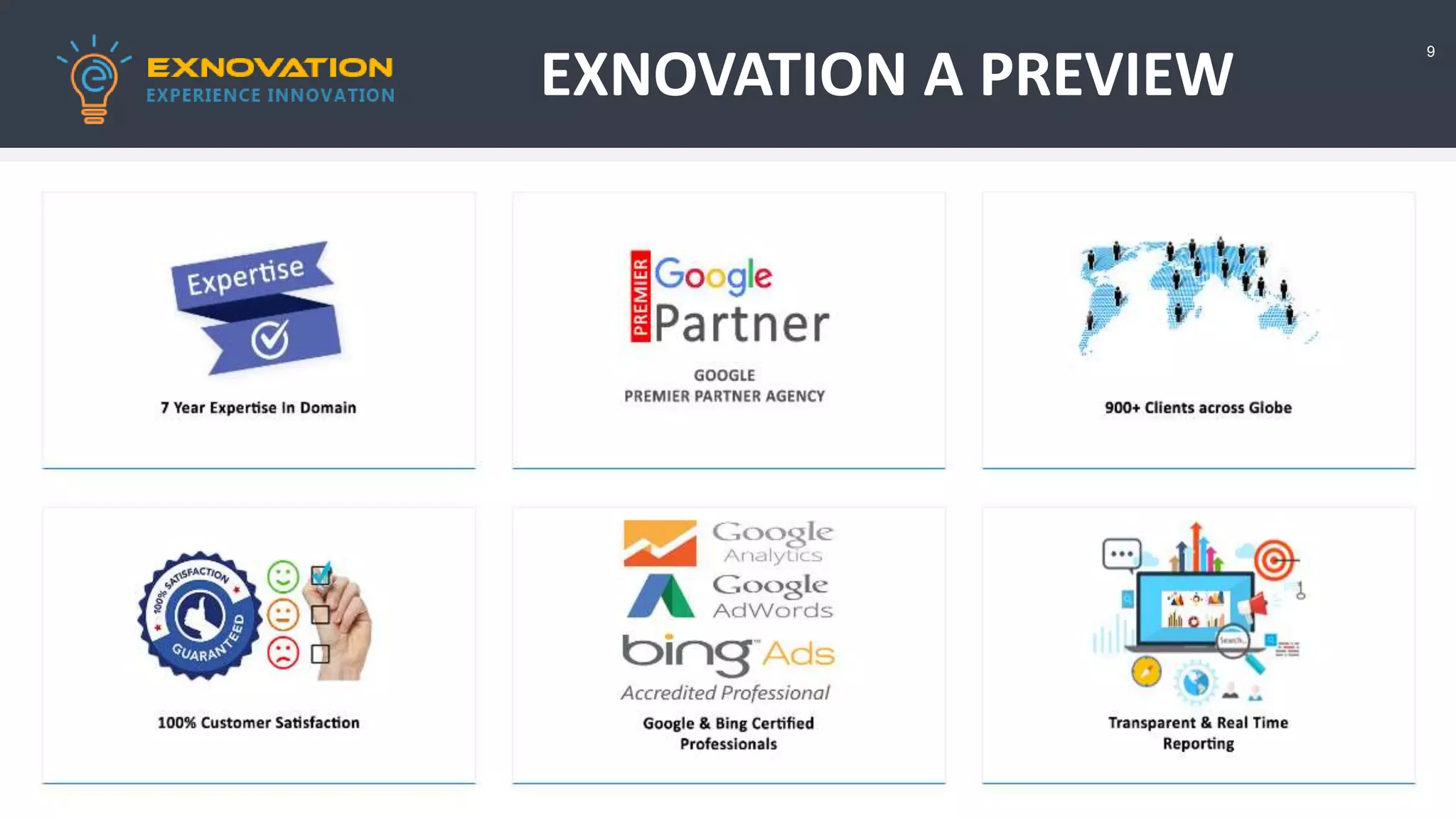 9
That’s why we provide
point and click solutions.
That’s why we provide
point and click solutions.
That’s why we provide
point and click solutions.
That’s why we provide
point and click solutions.
EXNOVATION A PREVIEW
 