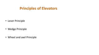 • Lever Principle
• Wedge Principle
• Wheel and axel Principle
 