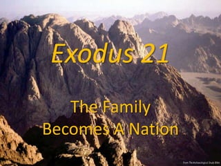 Exodus 21
The Family
Becomes A Nation

 