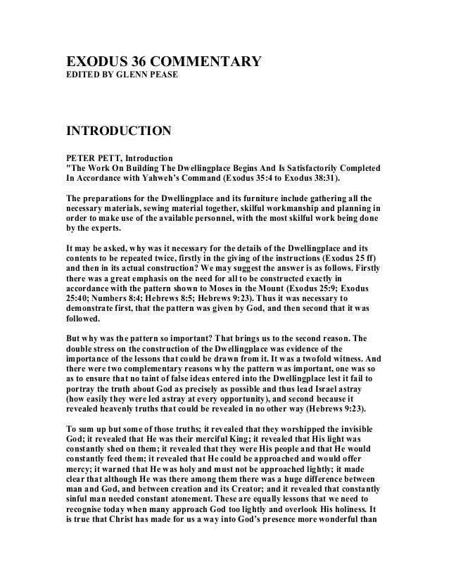 Exodus 36 Commentary Exodus 36 Commentary