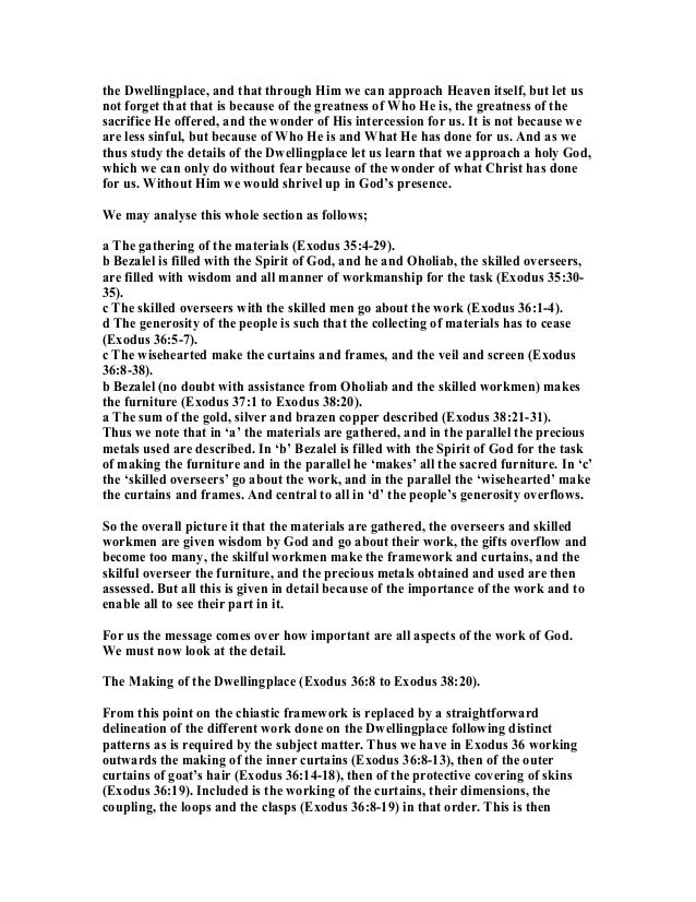 Exodus 36 Commentary Exodus 36 Commentary