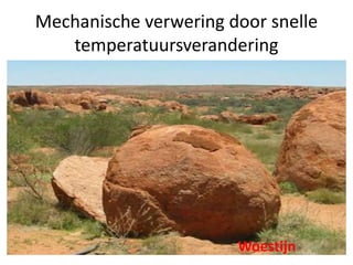 Mechanische verwering door snelle
temperatuursverandering
Woestijn
 
