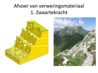 Afvoer van verweringsmateriaal
1. Zwaartekracht
 